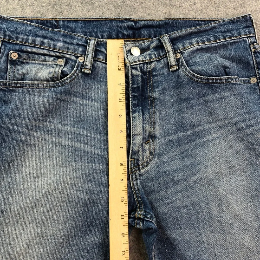 Levis 513 Mens Jeans 34x34 Straight Leg Blue Light Wash Stretch Slim Fit Classic